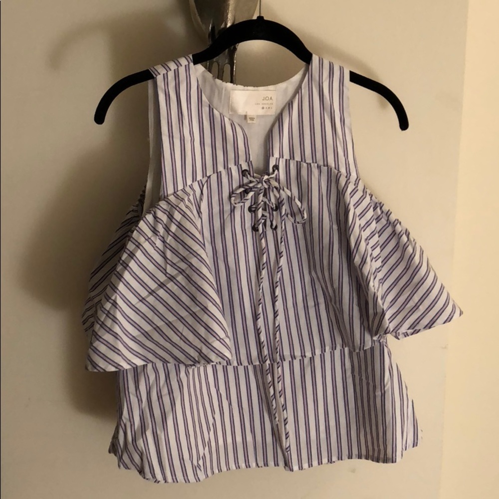 Lace Up Stripe Blouse